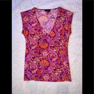 Chaps Pink Flower Wrap Top